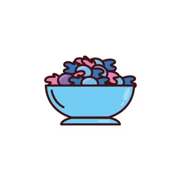 Container with candies on white background Stock Illustration