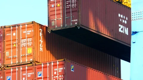 Container cargo crane 4k Video stock 100038196