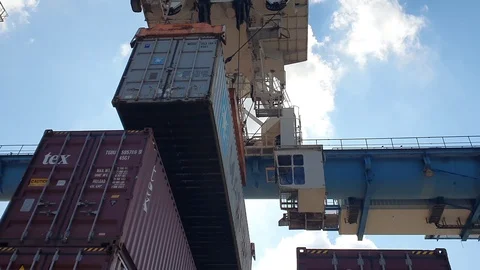 Container cargo handling gantry crane RMG 4k  Stock Footage 119121496
