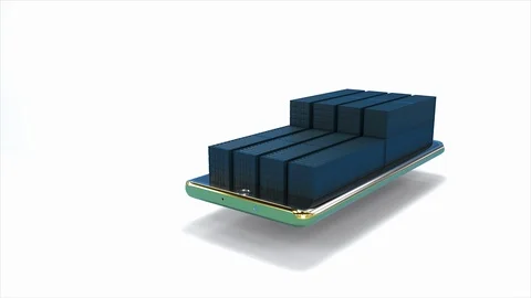 Container cargo placed on the phone screen. Video stock 129958854