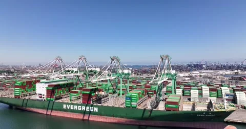 Container cargo port, delivery, shipping and logistics of goods Drone, 4K Stock Footage 238571560
