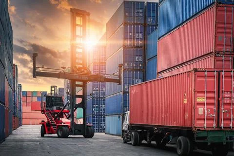 Container Cargo Port Ship Yard Storage of Logistic Transportation Industry. F Stock Photos