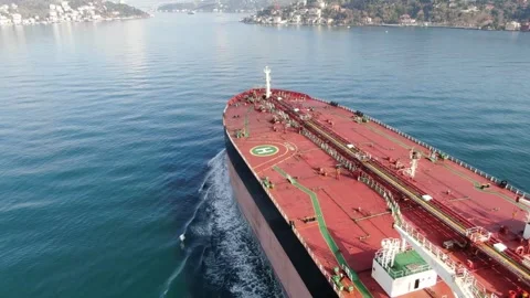 Container cargo ship boat in the open sea Freight shipping maritime. with port Video stock 336446483