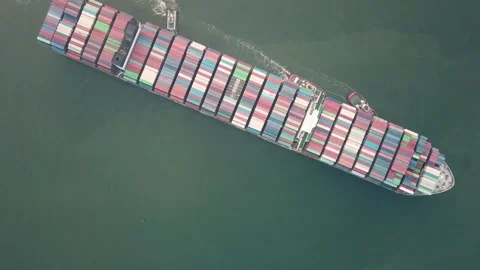 Container cargo ship boat in open sea, export trade business logistic 스톡 동영상 336446545