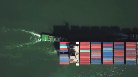 Container cargo ship boat in open sea, export trade business logistic 스톡 동영상 336446561