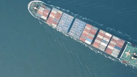 Container cargo ship business import export logistic shipping or transportation Stock Footage 336445754
