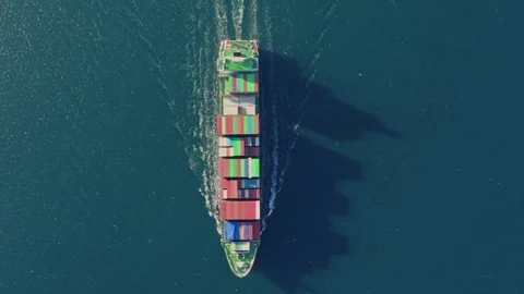 Container cargo ship business import export logistic shipping or transportation Stock Footage 336445790