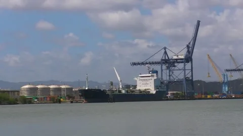 Container Cargo Ship in Dock Stock Footage 2889566