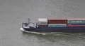 Container Cargo Ship Freight China Shipping Floating Ocean Boat Passing Maersk HD Footage