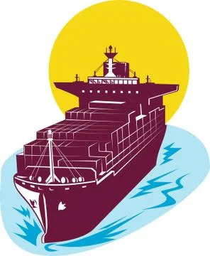 Container cargo ship Stock-Illustration