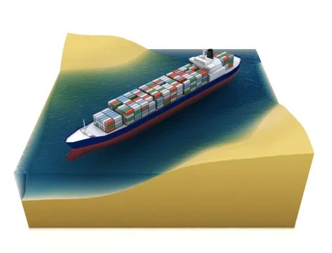 Container cargo ship, import export business logistic and transportation Stock Illustration