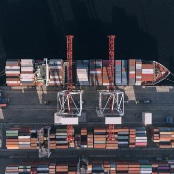 Container cargo ship in import export business logistic, Freight transportation Stock Photos