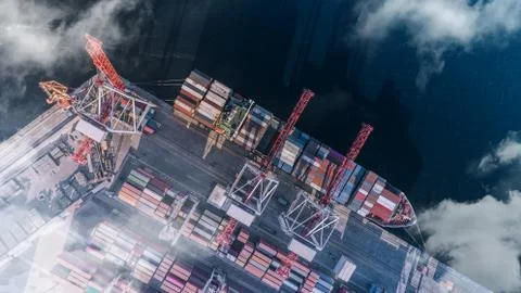 Container cargo ship in import export business logistic, Freight transportation Stock Photos