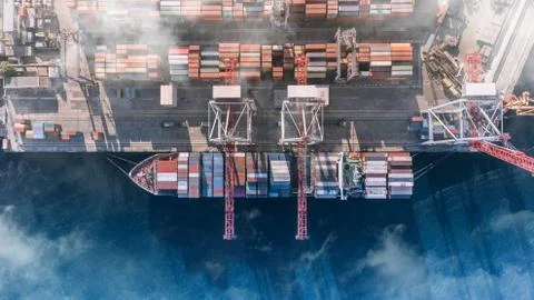 Container cargo ship in import export business logistic, Freight transportation Stock Photos