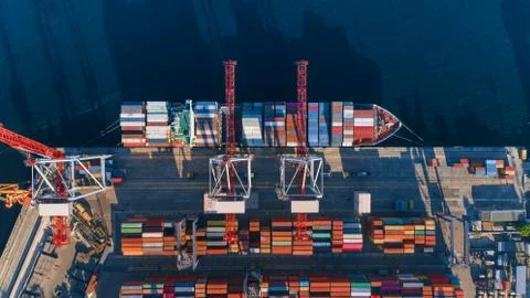 Container cargo ship in import export business logistic, Freight transportation Stock Photos