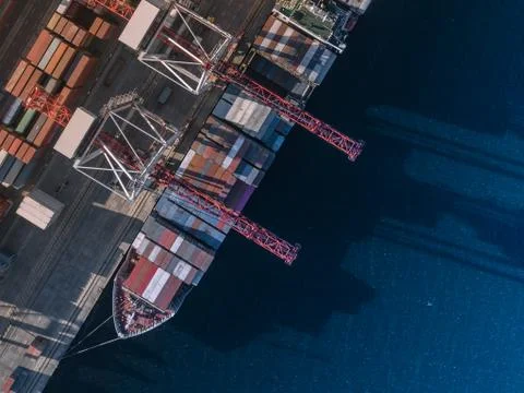 Container cargo ship in import export business logistic, Freight transportation Stock Photos