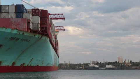 Container cargo ship load in the seaport Stock Footage 130212049