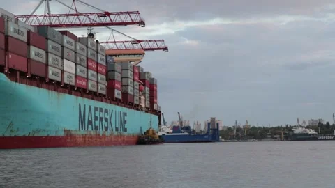 Container cargo ship load in the seaport. Stock Footage 130212346