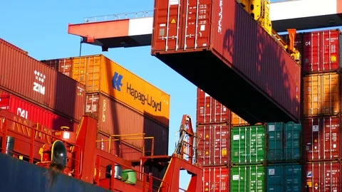 Container cargo ship loading 4k intro outro for business  Stock Footage