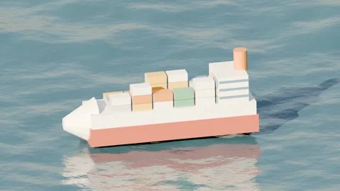 Container cargo ship sailing open sea shipping rotating loop Stock Footage 341472423
