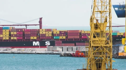 Container cargo ship sailing port. Sea cargo Stock Footage 160441561