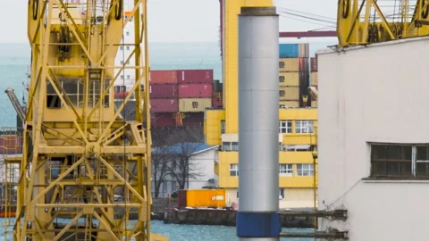 Container cargo ship sailing to port city. Cargo sea transportation Stock Footage 161798189