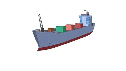 Container Cargo Ship with Shipping Containers Isolated on White Background Stock Illustration