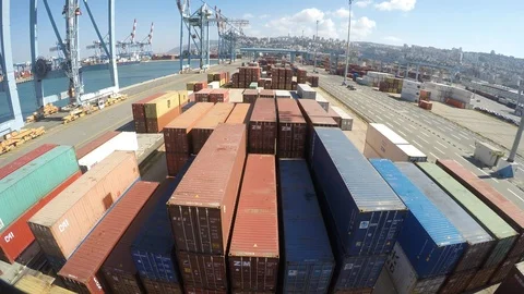 Container cargo terminal operations Stock-Footage 114661466