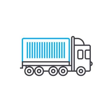 Container carriage vector thin line stroke icon. Container carriage outline Illustrazione stock
