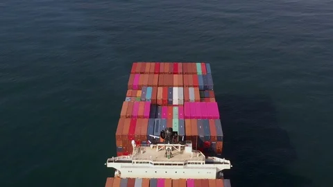 The container carrier loaded by containers is on an anchorage. Stock Footage 120133062