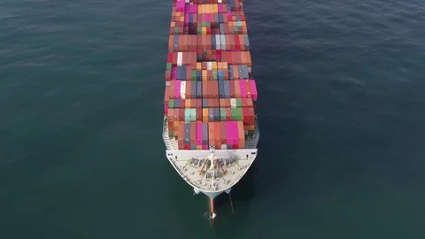 The container carrier loaded by containers is on an anchorage. Stock Footage 120133895