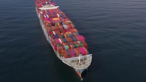 The container carrier loaded by containers is on an anchorage. Stock Footage 120133990