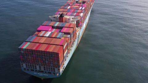 The container carrier loaded by containers is on an anchorage. Stock Footage 120134151