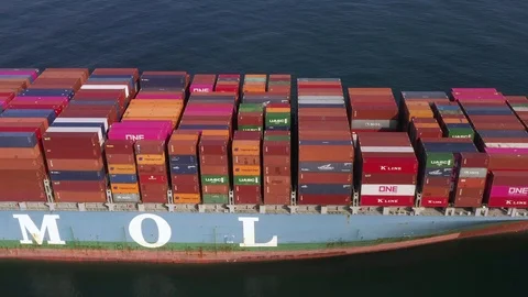 The container carrier loaded by containers is on an anchorage. 스톡 동영상 120134279