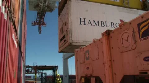 Container coming on ship Stock Footage 10710418