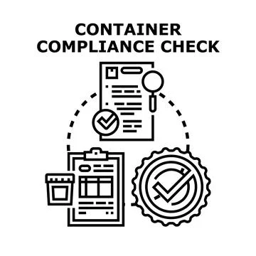 Container compliance check process and regulation concept 스톡 일러스트