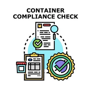 Container compliance check process and regulation concept 스톡 일러스트
