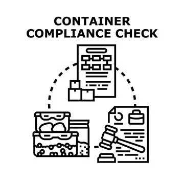 Container compliance check for product quality standards Stock Illustration