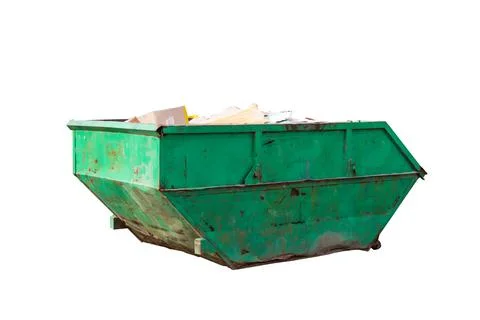 Container for construction waste with broken bricks Stock Photos