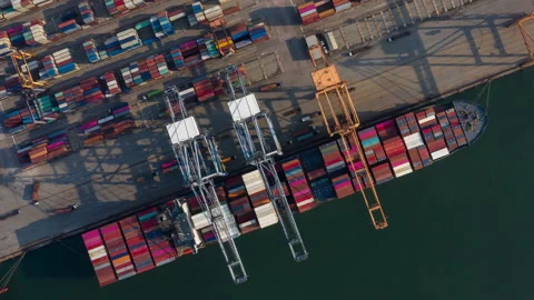Container , container ship in export and import business and logistics. Stock Footage 130919617