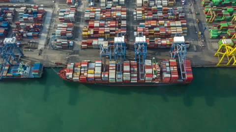 Container , container ship in export and import business and logistics. Stock Footage 130920514