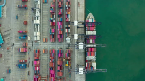 Container , container ship in export and import business and logistics. Stock Footage 131148381