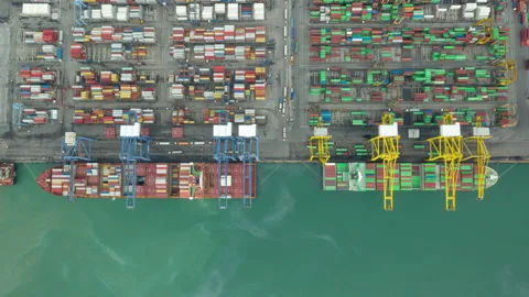 Container , container ship in export and import business and logistics. Stock Footage 139114498