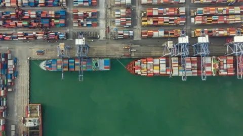 Container , container ship in export and import business and logistics. Stock Footage 139115532