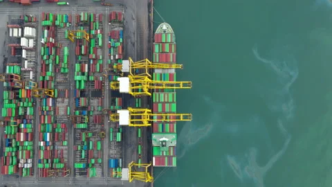 Container , container ship in export and import business and logistics. Stock Footage 154057403
