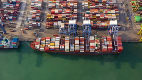 Container , container ship in export and import business and logistics. Stock Footage 154057431