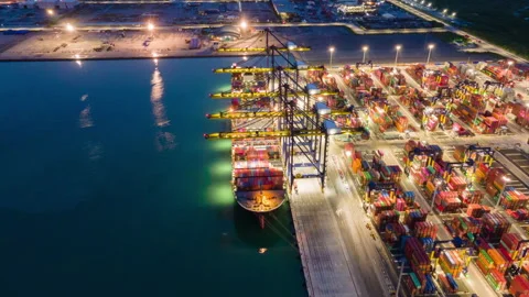 Container , container ship in export and import business and logistics. Stock Footage 154057798