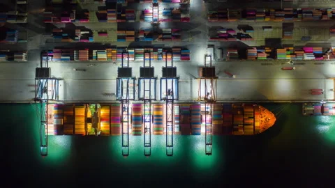 Container , container ship in export and import business and logistics. Stock Footage 154057876