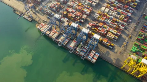 Container , container ship in export and import business and logistics. Stock Footage 154264850