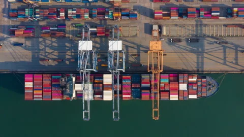 Container , container ship in export and import business and logistics. Stock Footage 154474149